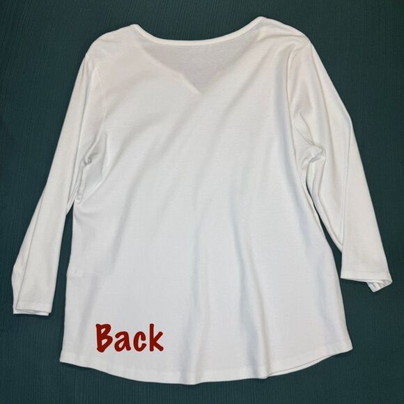 Chico's Size 2 (L) White 3/4 long sleeve top Basic T-Shirt Large Sz 12 - Picture 4 of 8